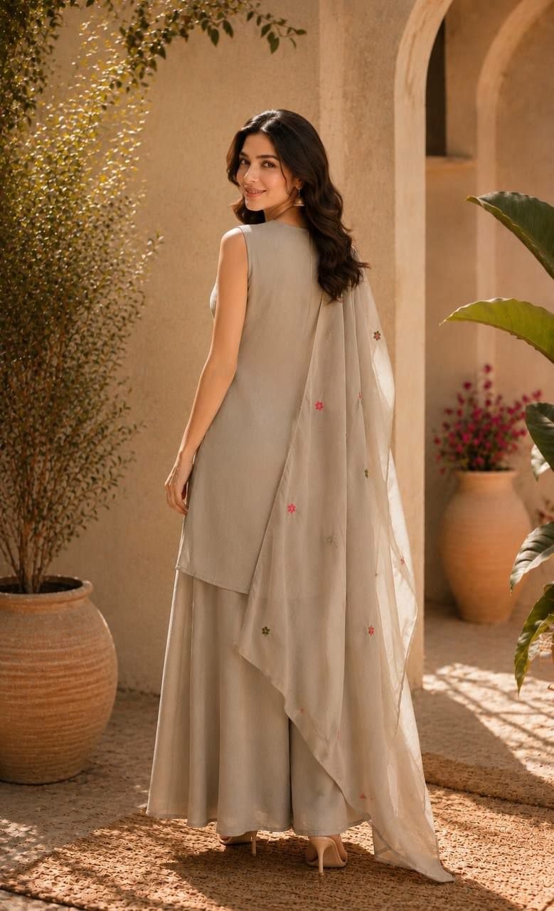 Premium Chinon Salwar suit Set - Beige