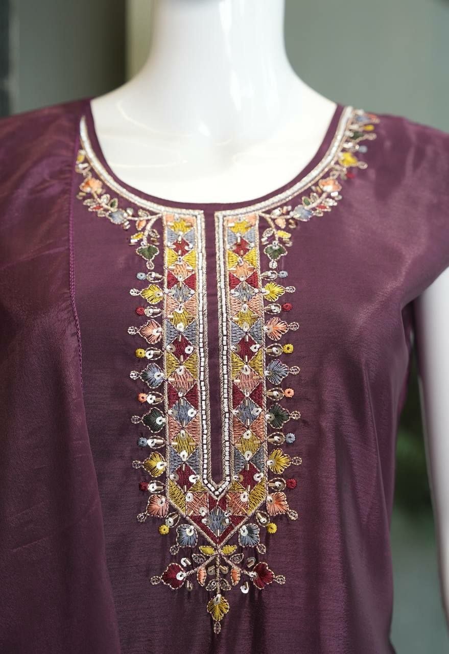 Premium Chinon Salwar suit Set - Deep Purple