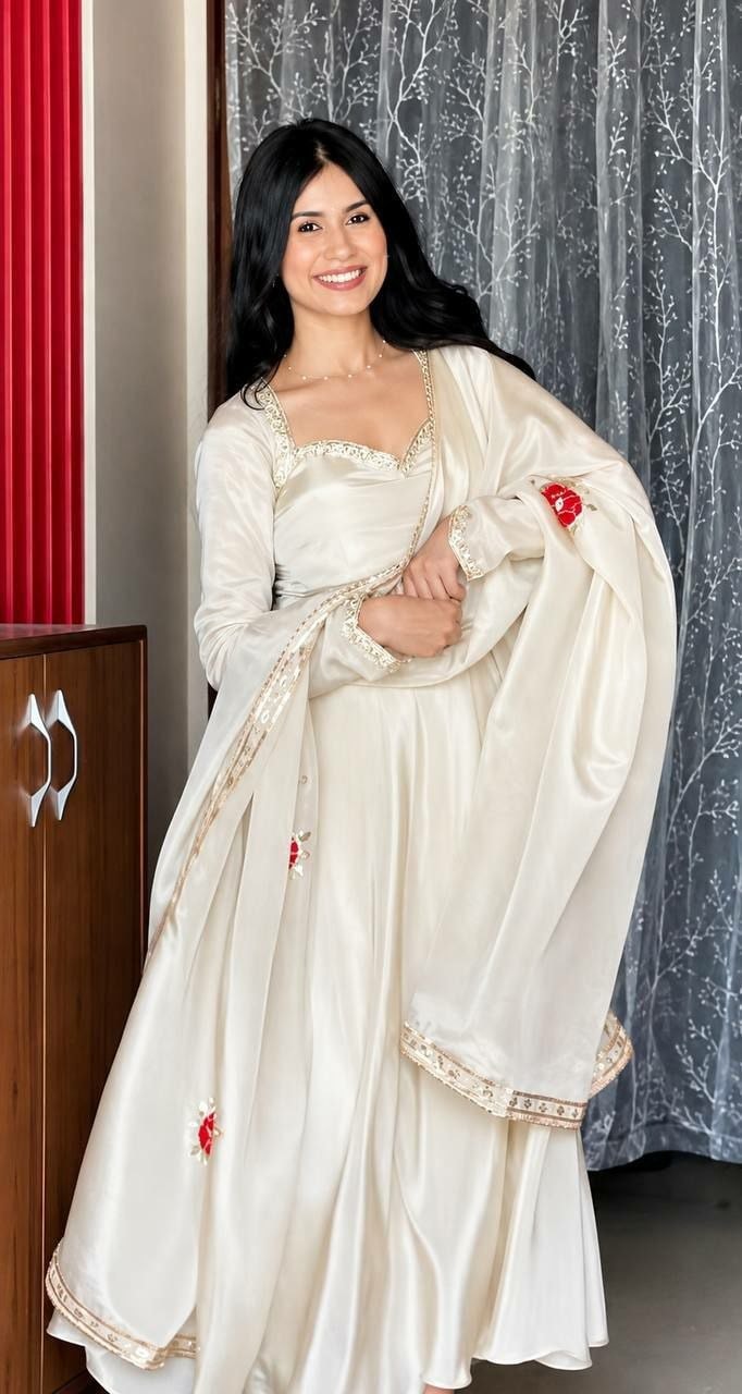 Heavy Upada Silk Anarkali Gown Set - view 3