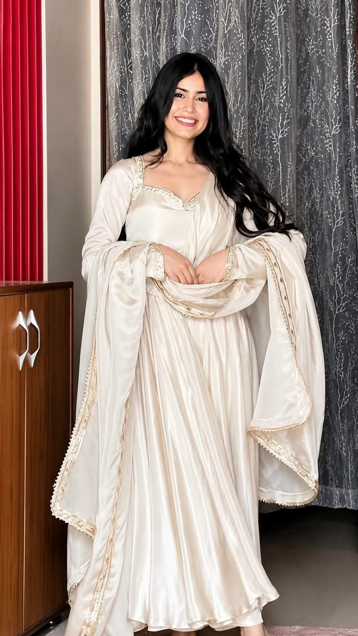 Heavy Upada Silk Anarkali Gown Set - view 1