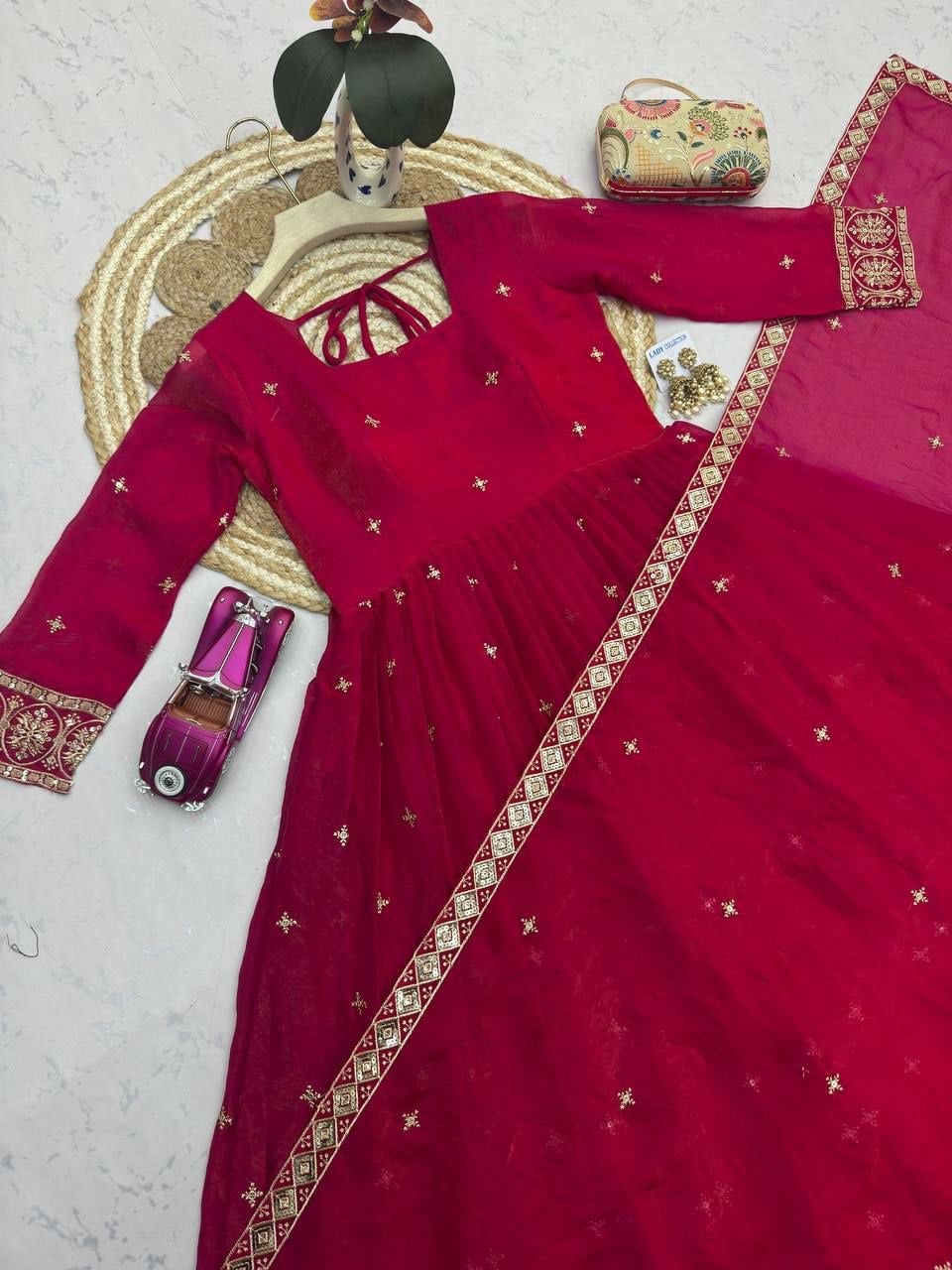 Heavy Fandy Silk Anarkali Gown Set