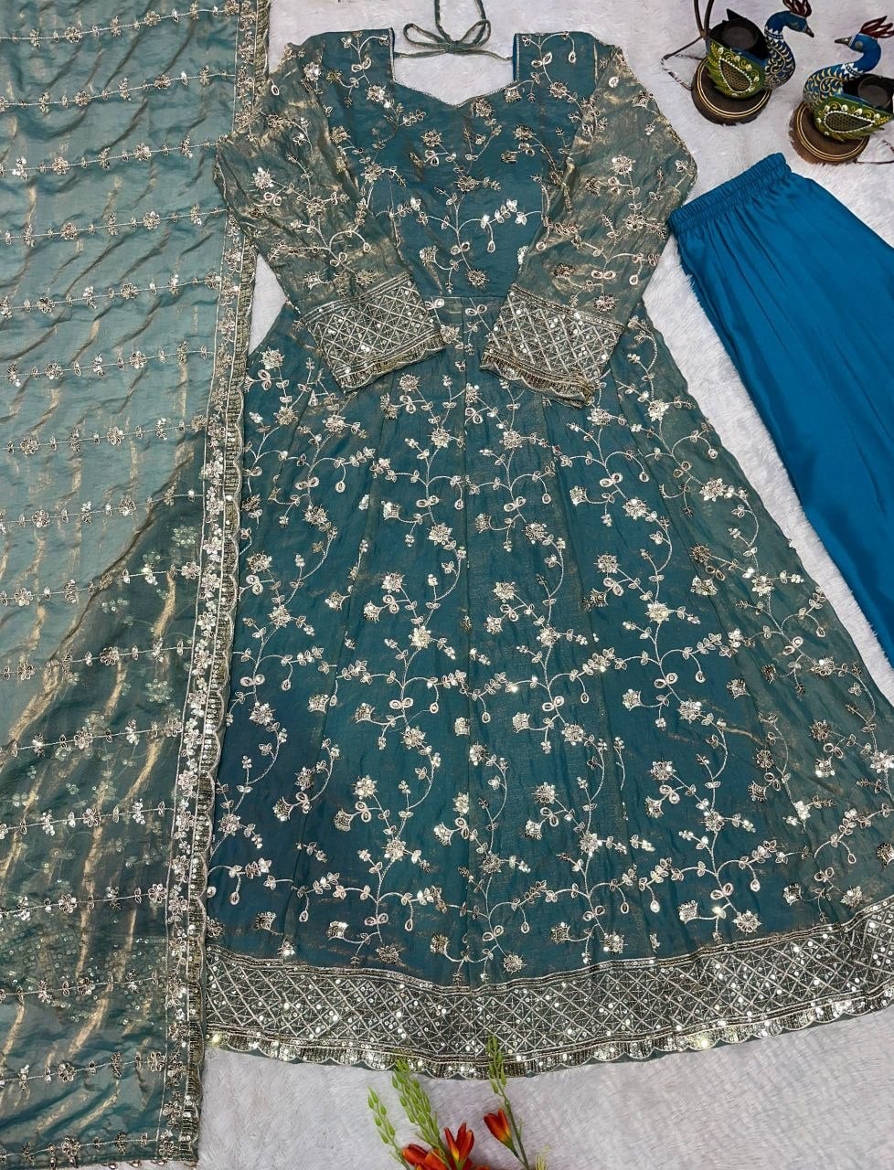 Heavy Pure Fendy Silk Suit Set
