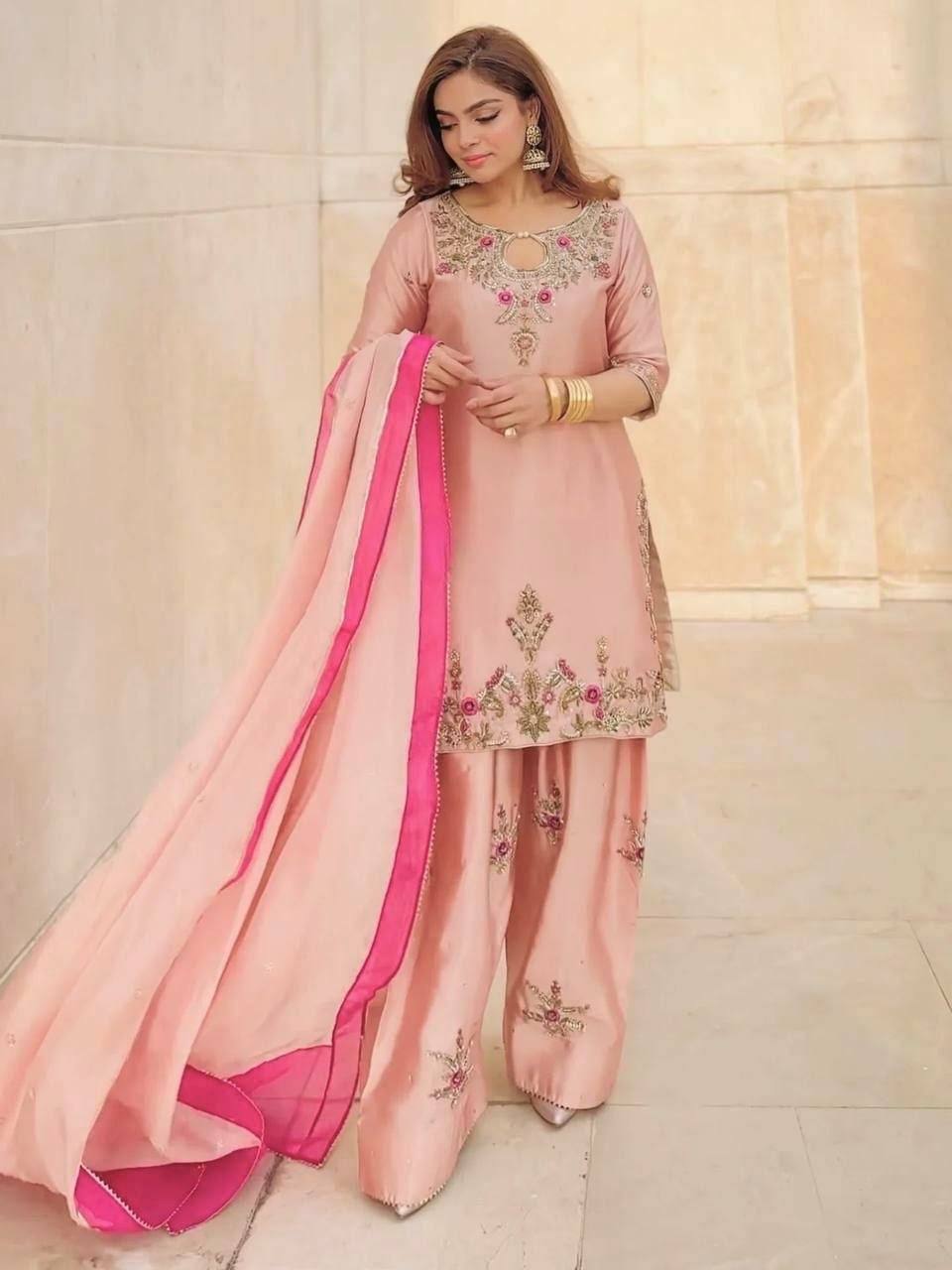 Pure Devsena Silk Salwar suit Set - view 1