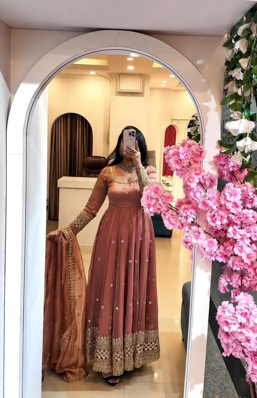 Crunchy Silk Anarkali Gown Set