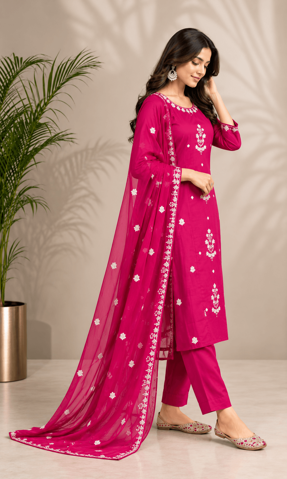Women's Refined Elegance 3-Piece Embroidered Rayon Slub Kurta Set – PAIR-39-59