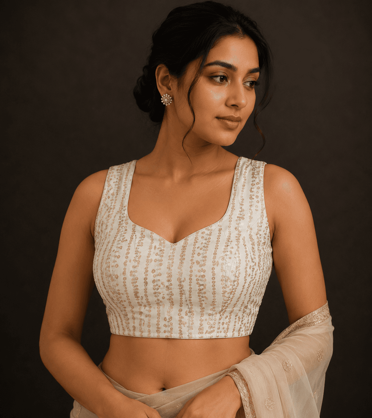 Pearl Glow Designer Ready-Made Blouse