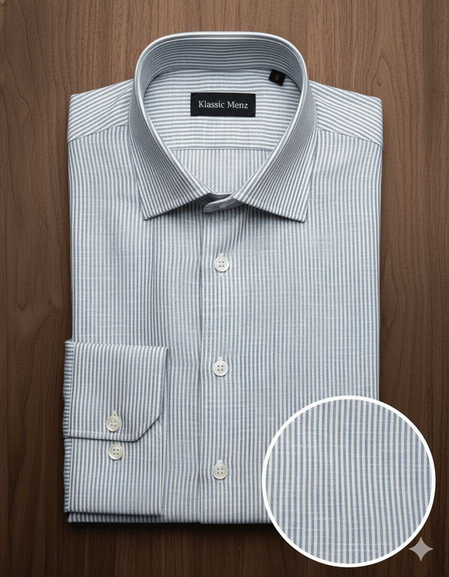 Men's Premium Linen Blue Stripes Shirt