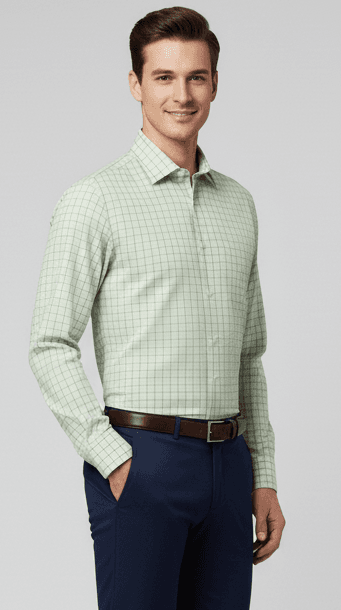 Men's Cotton Pista Green small Checks Shirt
