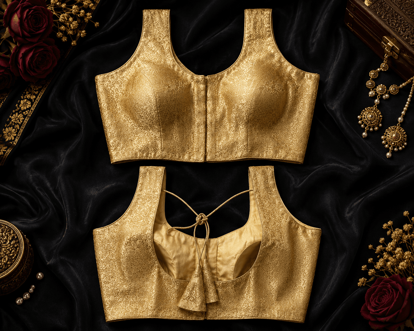 Golden Brocade Designer Readymade Blouse