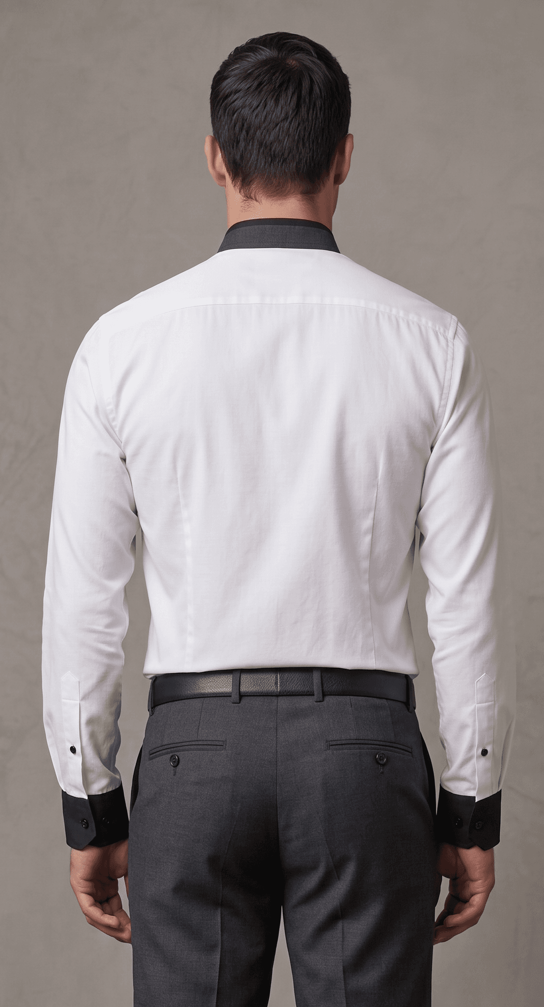 White Mandarin Black Collar Shirt