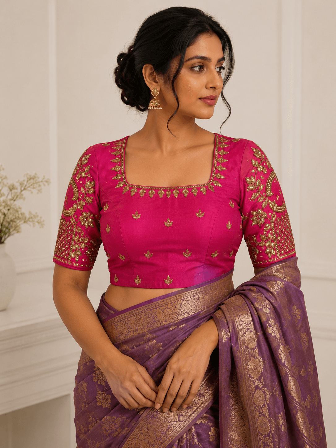 Silk Embroidered Party Wear Blouse