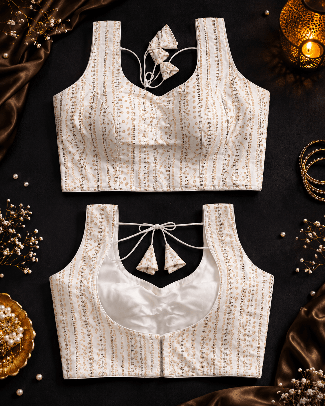 Pearl Glow Designer Ready-Made Blouse