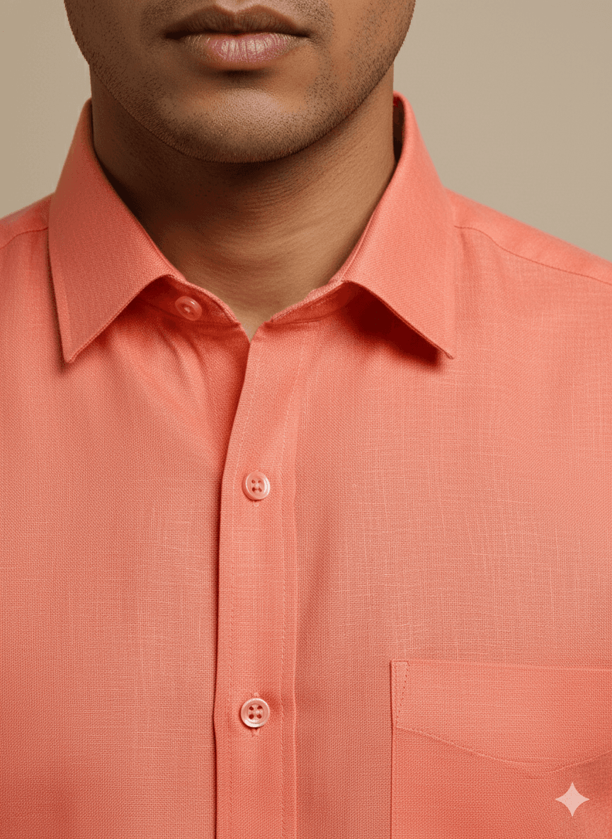 Men's Premium Linen Orange Shirt