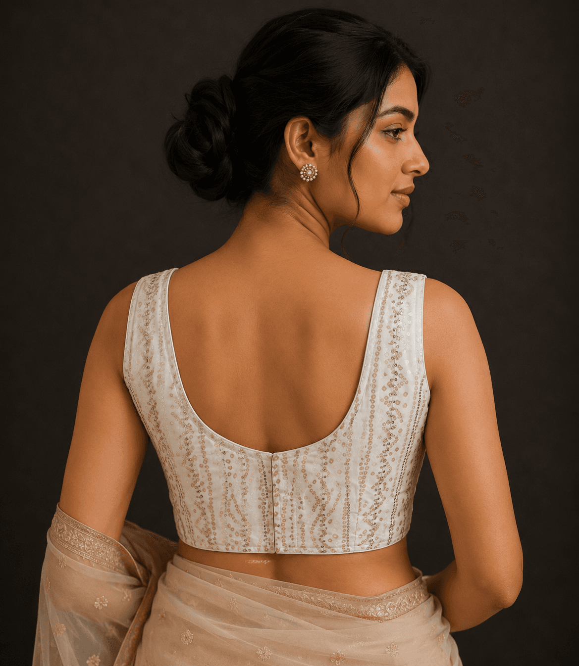 Pearl Glow Designer Ready-Made Blouse