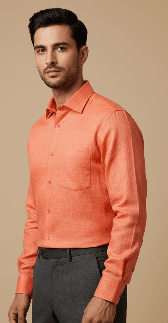 Men's Premium Linen Orange Shirt
