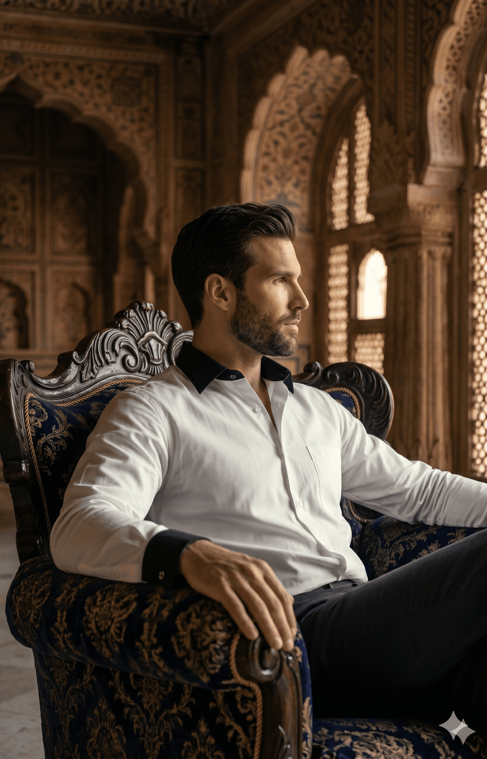Giza Cotton Casual Men's Shirt With Black color & Cuff